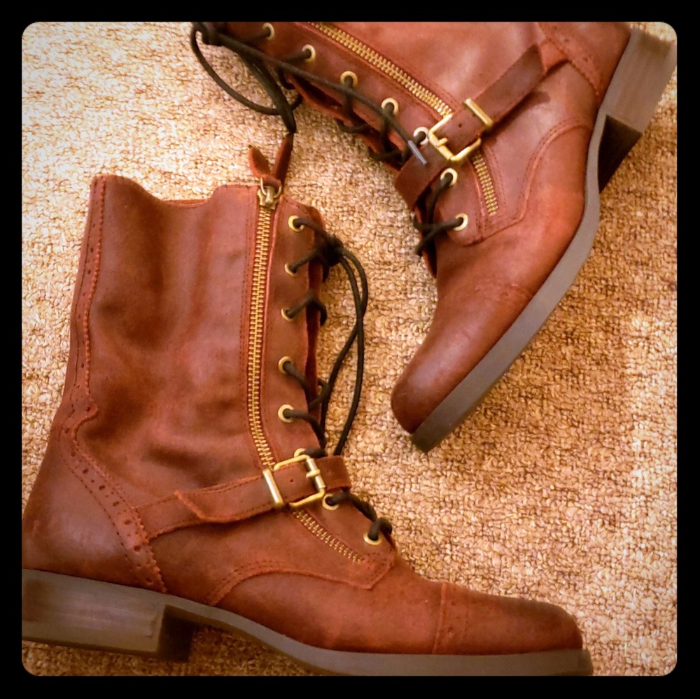 Red ankle boots